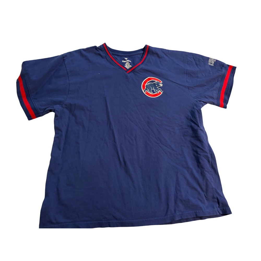 Fanatics Chicago Cubs T-Shirt MLB Gameday Blue Red V-Neck 2XL